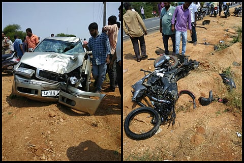 Two dead after overspeeding biker crashes into car in Telangana