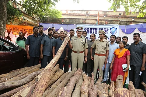 Hyderabad police arrest 4 for smuggling red sanders logs worth Rs 1 crore