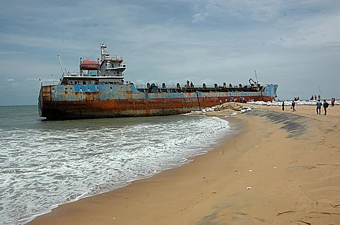 Dredger that washed ashore years ago in Kollam is finally being dismantled