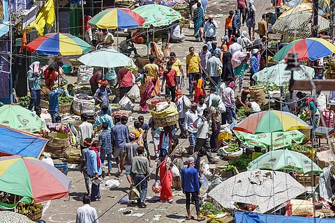 Street vendors in a market