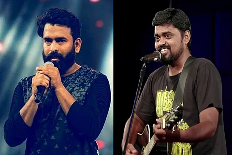 Music composer Santhosh Narayanan on the left and stand-up comedian Jagan Krishnan on the right.