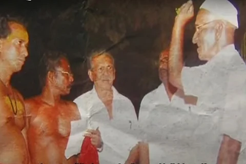 Bappu Haji, leads the ceremony in the Sree Kurumba Bhagavathy temple in Shobha Parambu
