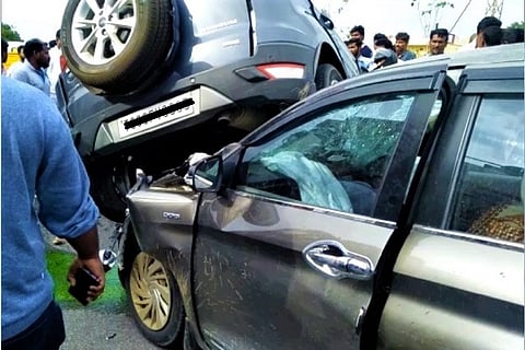 3 killed after speeding car overturns, rams into another vehicle near Hyderabad