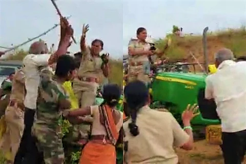Video: Mob led by TRS MLA's brother attacks woman forest officer, beats her with sticks