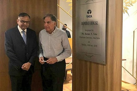 N Chandrasekharan and Ratan Tata at Bombay House
