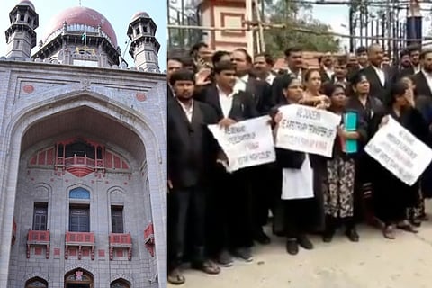 Telangana HC advocates stage protest over senior judge's transfer