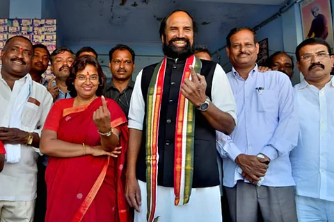 Telangana Congress MP Uttam Kumar Reddy & wife Padmavathi
