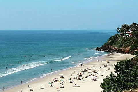 Tourists at Varkala beach