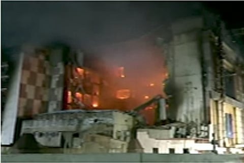 Chennai Silks building gives in after burning for 24 hours, many portions collapse