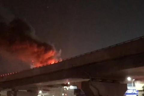 Video: Car catches fire on Chennai Airport flyover, brings traffic to standstill