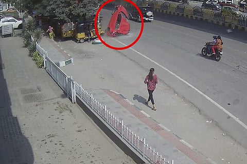 Video: Shocking CCTV footage shows car hurtling off new flyover in Hyderabad