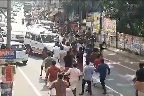 DYFI, SFI members charge at and thrash Karnataka CM Yediyurappa's car in Kannur