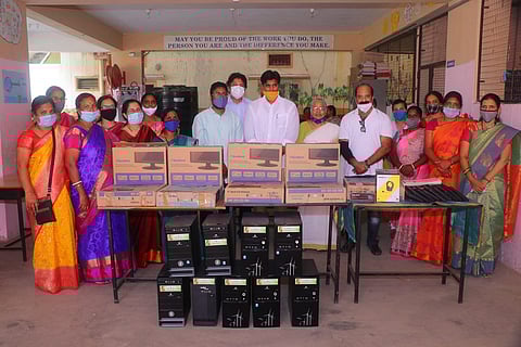 Kavitha's Telangana Jagruthi donates 9 computers to under-privileged school
