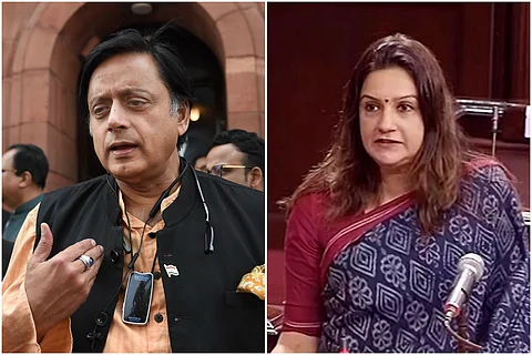 The collage of Shashi Tharoor and Priyanka Chaturvedi