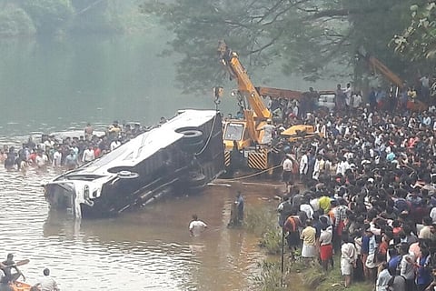 Three killed in Kerala after private bus falls into Mayyazhi river