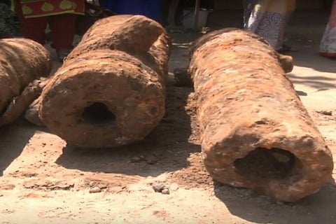 Four canons belonging to British Era found underneath Vizag's Queen Mary school