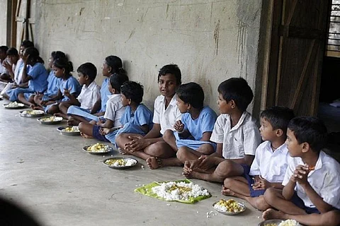 Children eating mid-day meals