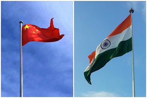 China - India flag