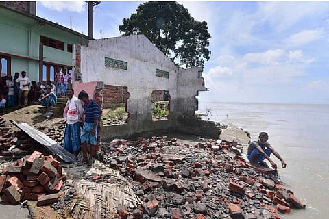 The ruins of a building destroyed by coastal erosion