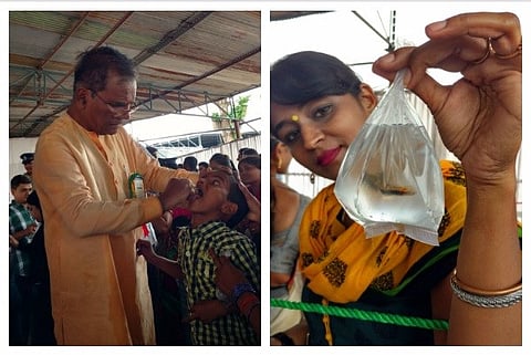 Hundreds of people queue up in Hyderabad to swallow fish