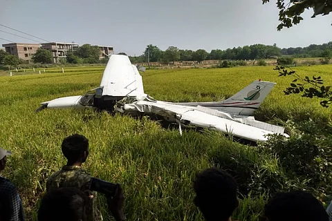 Training aircraft crashes in field near Hyderabad, pilot sustains minor injuries