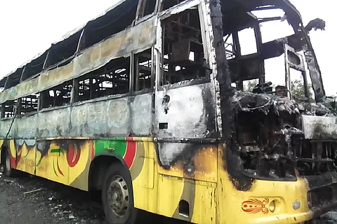 Three burn to death, 9 injured as Bengaluru-Dharwad bus catches fire near Hubballi