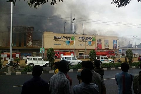 Huge fire breaks out in Walmart store near Vijayawada