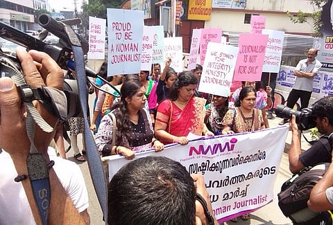 Kochi woman journos want criminal action on Mangalam TV, march to channel office 