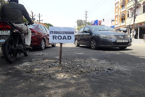 Gandhigiri protest: Third road in Hyd repaired by residents and named after KTR