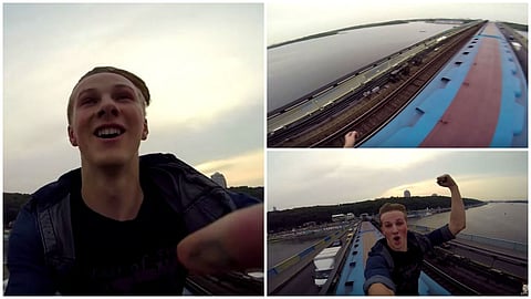 Watch: How this young man rides on the roof of a running metro