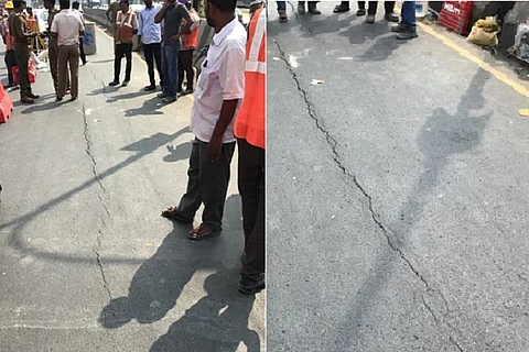 Fresh cracks emerge on Anna Salai near Gemini flyover sparking fears of another cave-in