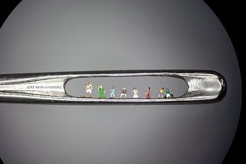 Meet Ajay, Telangana artist who carved Dandi March inside the eye of a needle