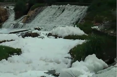 Noyyal river pours out toxic foam again, TN residents say govt turning a blind eye