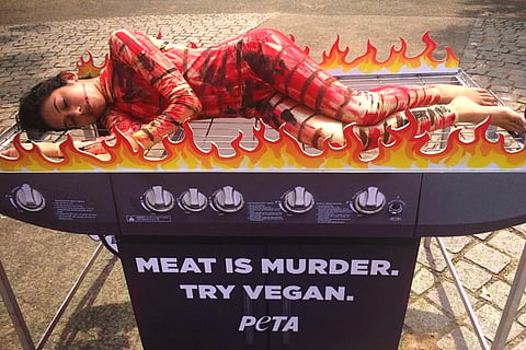 PETA puts up ‘human barbecue’ in Kerala, says ‘meat is murder, try vegan’