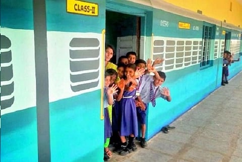 A train bogey as classroom: Meet the Telangana artist remodelling govt schools
