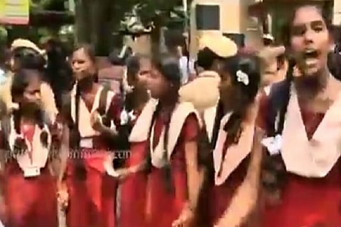 Chennai school students protest against NEET, disrupt traffic in Nungambakkam