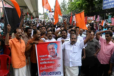Strange partners: Shiv Sena and Congress support Pinarayi satyagraha in Kerala