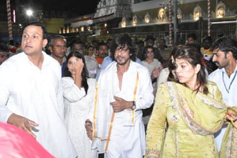 Shah Rukh Khan and his daughter Suhana at the Tirupati temple