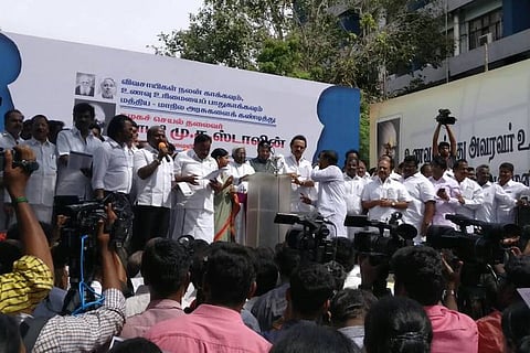 Stalin leads protest against Centre's licence raj on cattle sale outside Chennai collectorate