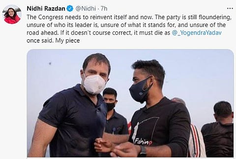 हाल के चुनावों में पार्टी के प्रदर्शन पर कांग्रेस का  ‘पत्रकार निधि राजदान पर हमला