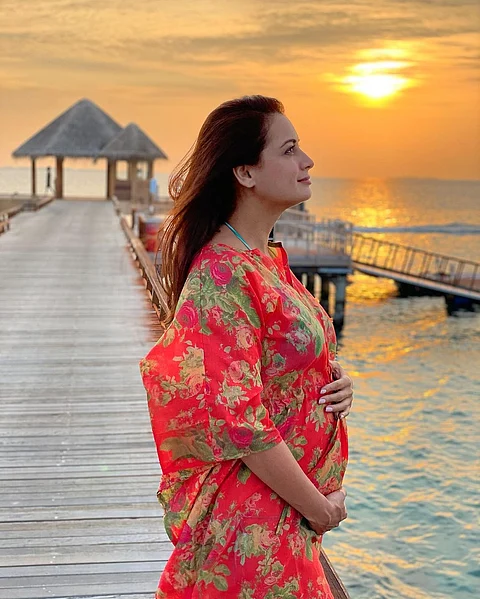 Dia Mirza announces pregnancy during her honeymoon in the Maldives.