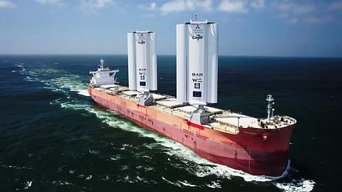 Wind-powered cargo ship