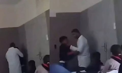 വിദ്യാർത്ഥിയെ ക്രൂരമായി മർദ്ദിച്ച് അധ്യാപകൻ , ക്ലാസ് മുറിയിലെ വീഡിയോ വൈറലാകുന്നു