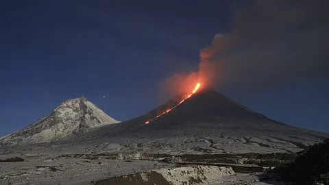 Volcano erupts