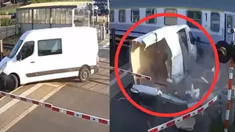 High-speed train and van collide