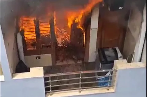 Fire breaks out