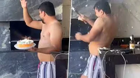 Birthday cake explodes