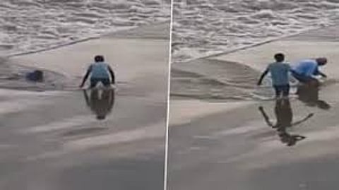 elderly man swept away by waves