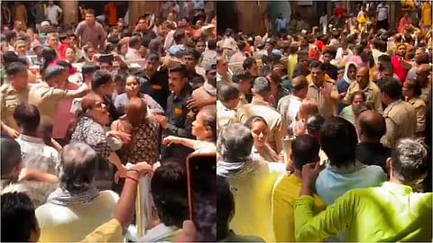 വൃന്ദാവനത്തിലെ ബങ്കെ ബിഹാരി ക്ഷേത്രത്തിൽ വൻ സംഘർഷം: സുരക്ഷാ ഉദ്യോഗസ്ഥരെ അടിക്കുന്ന സ്ത്രീകളുടെ ദൃശ്യങ്ങൾ പുറത്ത്, വീഡിയോ | women beating up security personnel