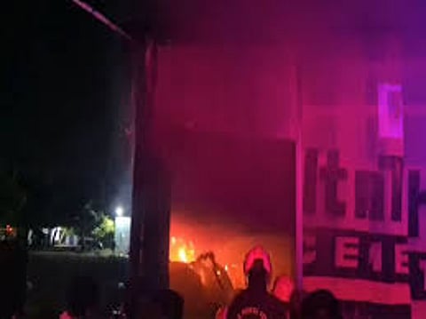 Fire breaks out